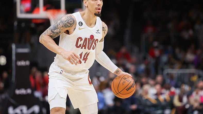 Feb 24, 2023; Atlanta, Georgia, USA; Cleveland Cavaliers forward Danny Green (14) dribbles against the Atlanta Hawks in the second quarter at State Farm Arena. Mandatory Credit: Brett Davis-USA TODAY Sports