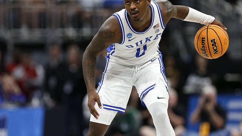 Mar 16, 2023; Orlando, FL, USA; Duke Blue Devils forward Dariq Whitehead (0) dribbles the ball during the second half against the Oral Roberts Golden Eagles at Amway Center. Mandatory Credit: Russell Lansford-USA TODAY Sports