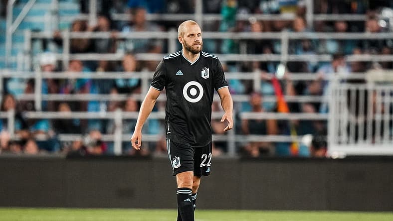 Jul 8, 2023; Saint Paul, Minnesota, USA; Minnesota United forward Teemu Pukki (22) looks on during the second half against Austin FC at Allianz Field. Mandatory Credit: Brace Hemmelgarn-USA TODAY Sports