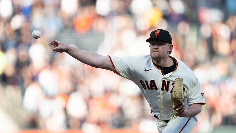 Jul 3, 2023; San Francisco, California, USA;  San Francisco Giants starting pitcher Logan Webb (62) pitches during the first inning against the Seattle Mariners at Oracle Park. Mandatory Credit: Stan Szeto-USA TODAY Sports