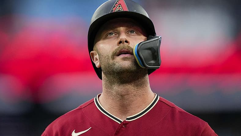 Jul 14, 2023; Toronto, Ontario, CAN; Arizona Diamondbacks first baseman Christian Walker (53) reacts after fouling out against the Toronto Blue Jays during the fourth inning at Rogers Centre. Mandatory Credit: Kevin Sousa-USA TODAY Sports