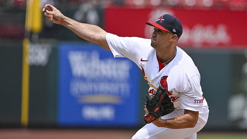 Jul 16, 2023; St. Louis, Missouri, USA;  St. Louis Cardinals starting pitcher Jack Flaherty (22) pitches against the Washington Nationals during the second inning at Busch Stadium. Mandatory Credit: Jeff Curry-USA TODAY Sports