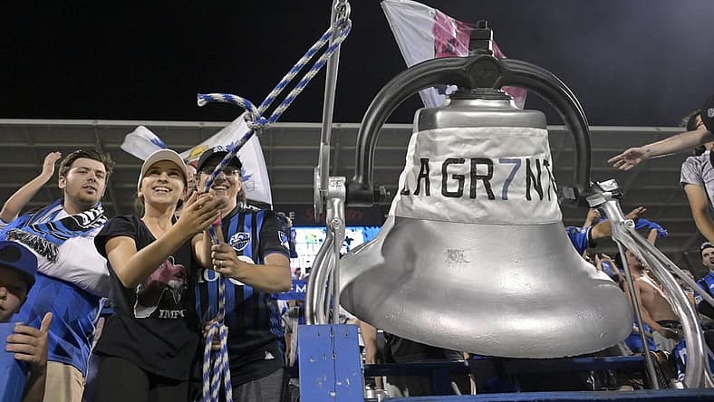 Jul 22, 2023; Montreal, Quebec, CAN; Fans of CF Montreal celebrate after a Leagues Cup game against UNAM at Stade Saputo. Mandatory Credit: Eric Bolte-USA TODAY Sports