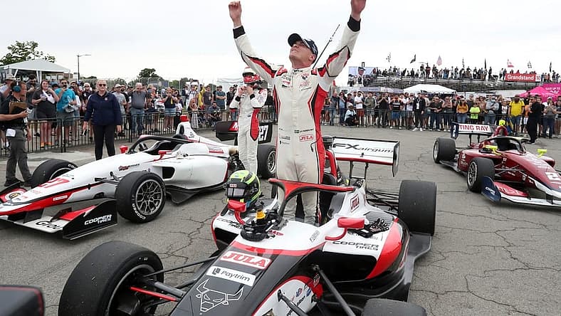 Indy Lights Championship winner Linus Lundqvist celebrates on June 5, 2022 on Belle Isle.
Grand Prix2