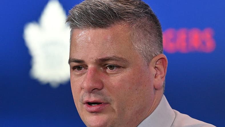 Dec 13, 2022; Toronto, Ontario, CAN; Toronto Maple Leafs head coach Sheldon Keefe speaks to the media after a win over the Anaheim Ducks at Scotiabank Arena. Mandatory Credit: Dan Hamilton-USA TODAY Sports
