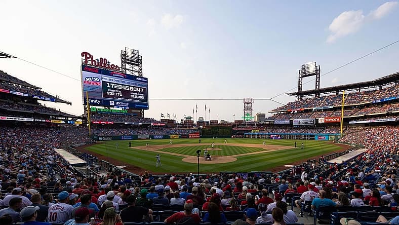 Jun 10, 2023; Philadelphia, Pennsylvania, USA; General view of Citizens Bank Park ninth inning of a game between the Philadelphia Phillies and the Los Angeles Dodgers. Mandatory Credit: Bill Streicher-USA TODAY Sports