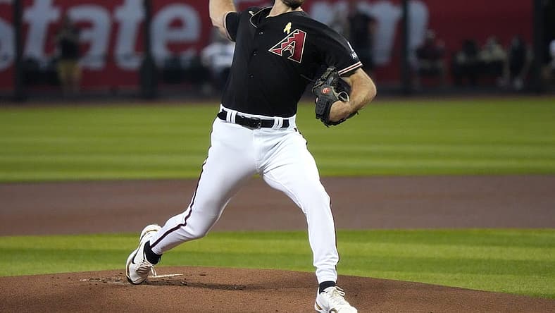 Sep 3, 2023; Phoenix, AZ, USA; Arizona Diamondbacks Zac Gallen (23) pitches against the Baltimore Orioles at Chase Field.