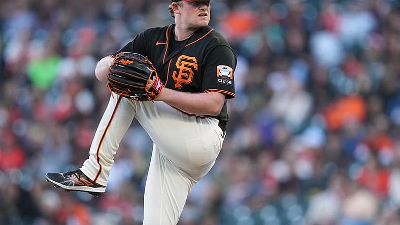 Sep 9, 2023; San Francisco, California, USA; San Francisco Giants starting pitcher Logan Webb (62) throws a pitch against the Colorado Rockies during the first inning at Oracle Park. Mandatory Credit: Darren Yamashita-USA TODAY Sports