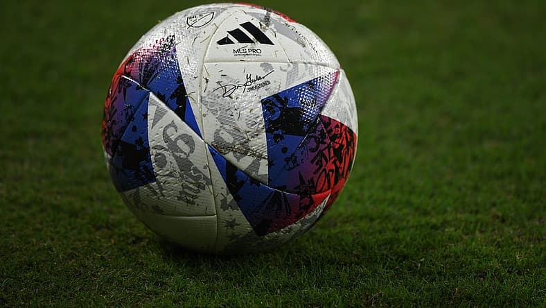 Oct 4, 2023; Nashville, Tennessee, USA; View of a game ball before the match between the Nashville SC and the Orlando City at Geodis Park. Mandatory Credit: Christopher Hanewinckel-USA TODAY Sports