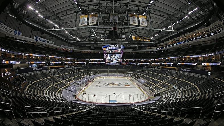 Apr 22, 2021; Pittsburgh, Pennsylvania, USA; General interior view of the PPG Paints Arena before the Pittsburgh Penguins host the New Jersey Devils in an NHL Eastern Division hockey game. Mandatory Credit: Charles LeClaire-USA TODAY Sports