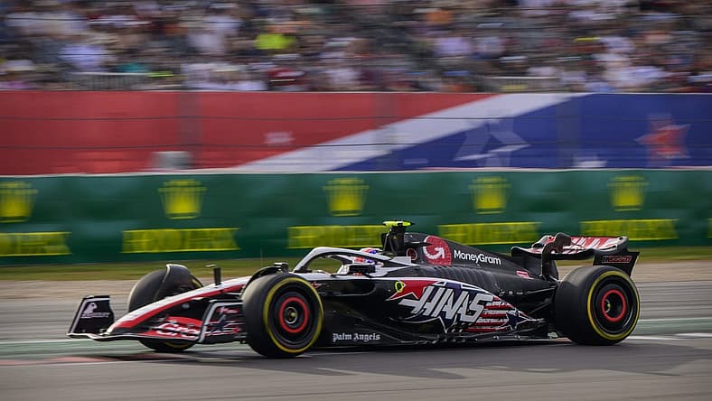 Oct 21, 2023; Austin, Texas, USA; Moneygram Haas F1 driver Nico Hulkenberg (27) of Team Germany drives during the Sprint Race of the 2023 United States Grand Prix at Circuit of the Americas. Mandatory Credit: Jerome Miron-USA TODAY Sports