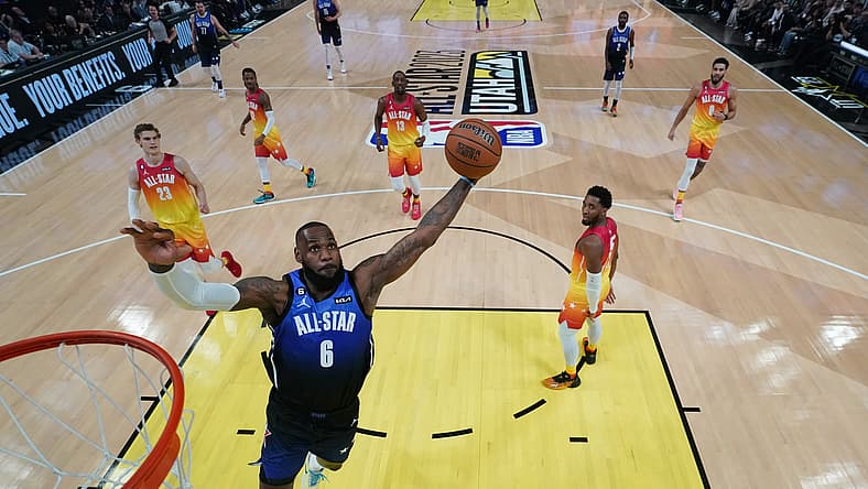 NBA All-Star: LeBron James dunks in the 2023 game
