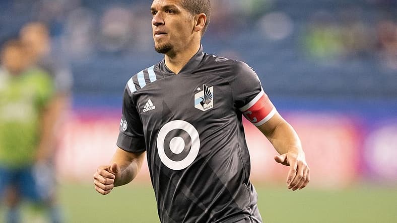 April 16, 2021; Seattle, Washington, USA; Minnesota United FC midfielder Osvaldo Alonso (6) during the second half against the Seattle Sounders FC at Lumen Field. Mandatory Credit: Kyle Terada-USA TODAY Sports