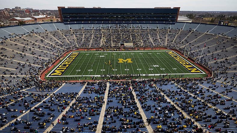 Apr 2, 2022; Ann Arbor, Michigan, USA;  General view during the Michigan Spring game at Michigan Stadium. Mandatory Credit: Rick Osentoski-USA TODAY Sports