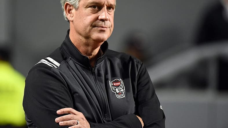 Nov 12, 2022; Raleigh, North Carolina, USA;  North Carolina State Wolfpack Athletic Director Boo Corrigan looks on during the second half against the Boston College Eagles at Carter-Finley Stadium. The Eagles won 21-20. Mandatory Credit: Rob Kinnan-USA TODAY Sports
