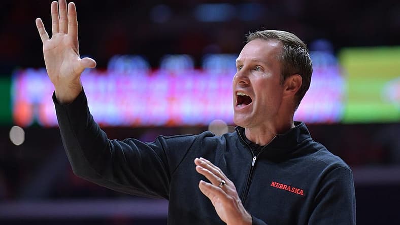 Feb 4, 2024; Champaign, Illinois, USA; Nebraska Cornhuskers Head Coach Fred Hoiberg reacts during the second half against the Illinois Fighting Illini at State Farm Center. Mandatory Credit: Ron Johnson-USA TODAY Sports