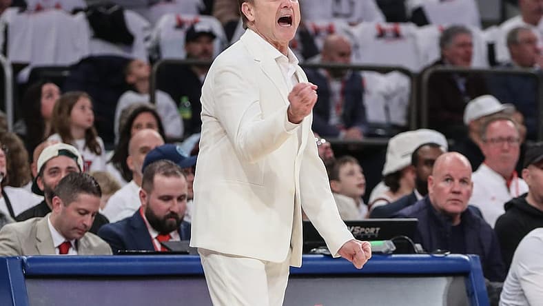 Feb 25, 2024; New York, New York, USA; St. John's Red Storm head coach Rick Pitino yells out instructions in the first half against the Creighton Bluejays at Madison Square Garden. Mandatory Credit: Wendell Cruz-USA TODAY Sports