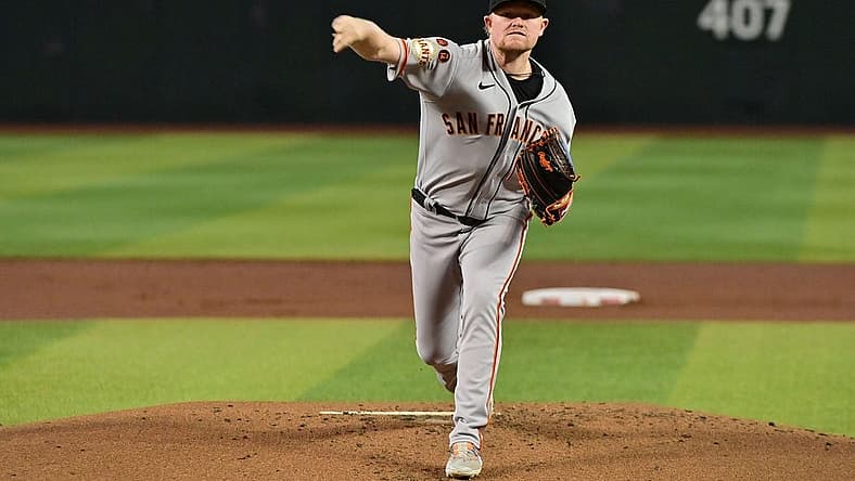 Sep 20, 2023; Phoenix, Arizona, USA;  San Francisco Giants starting pitcher Logan Webb (62) throws in the first inning against the Arizona Diamondbacks at Chase Field. Mandatory Credit: Matt Kartozian-USA TODAY Sports