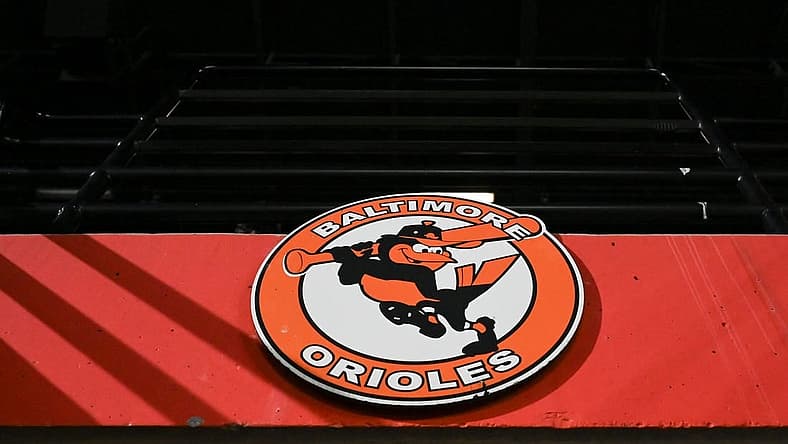 Sep 30, 2023; Baltimore, Maryland, USA; A detailed view of a Baltimore Orioles logo in the stands during the game against the Boston Red Sox at Oriole Park at Camden Yards. Mandatory Credit: Tommy Gilligan-USA TODAY Sports