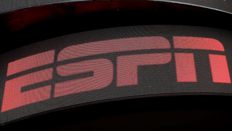 The ESPN logo is seen on an electronic display in Times Square in New York on Aug. 23, 2017.