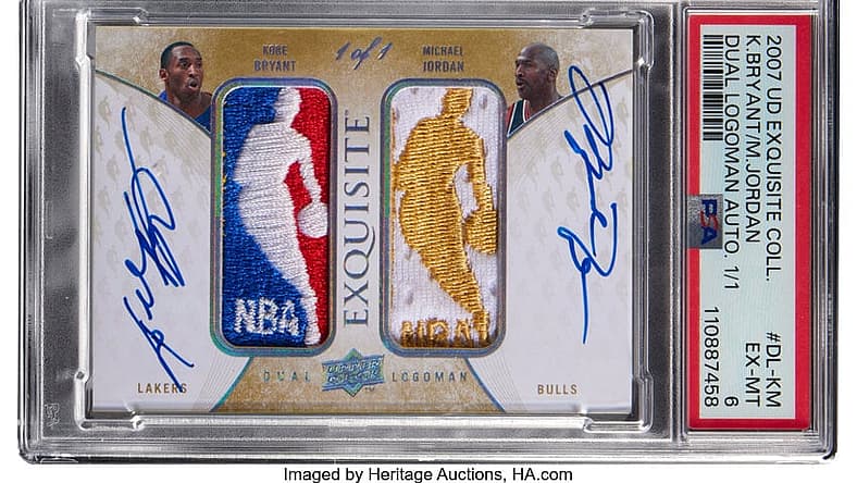 2007-08 Upper Deck Exquisite Dual Logoman Autograph 1/1 Michael Jordan and Kobe Bryant