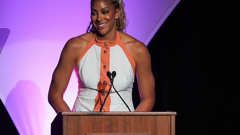 Women’s Basketball Hall of Fame Class of 2026 Inductee Candace Parker smiles at the Women's Basketball Hall of Fame Class of