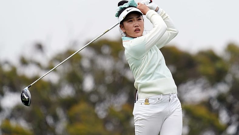 Jun 3, 2021; San Francisco, California, USA; Lucy Li plays her shot from the second tee during the first round of the U.S. Women's Open golf tournament at The Olympic Club. Mandatory Credit: Kyle Terada-USA TODAY Sports