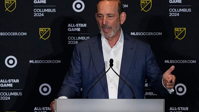Jun 28, 2023; Columbus, OH, USA;  MLS commissioner Don Garber speaks during an announcement at Lower.com Field that the 2024 MLS All Star Game will be in Columbus.