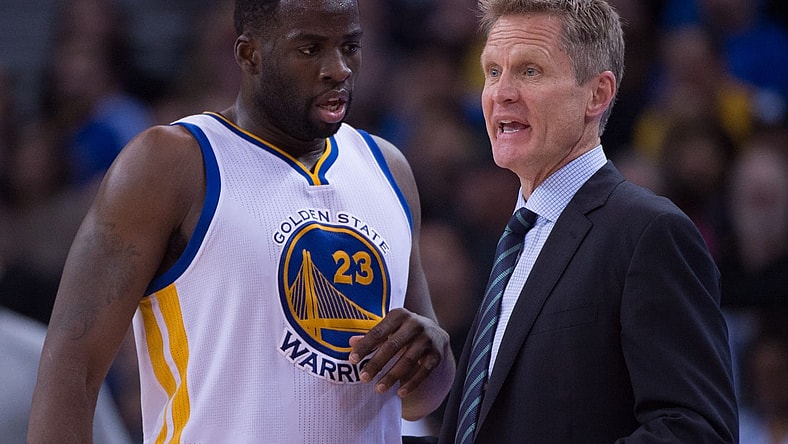 Steve Kerr and Draymond Green of the Golden State Warriors