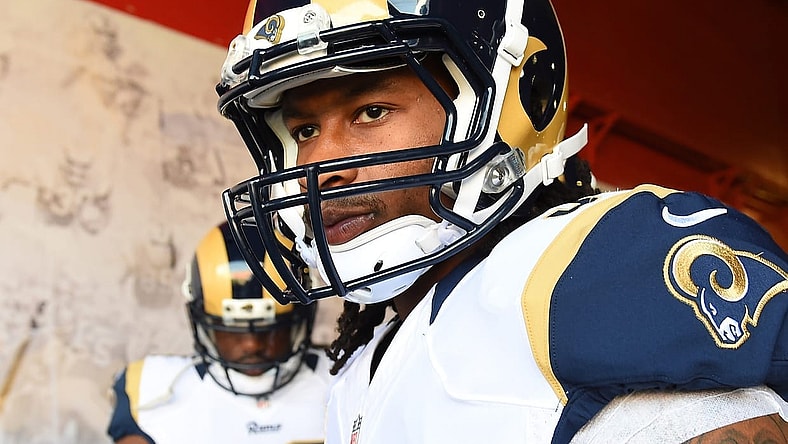 Nov 6, 2016; Los Angeles, CA, USA; Los Angeles Rams running back Todd Gurley (30) walks to the field prior to the game against the Carolina Panthers at the Los Angeles Memorial Coliseum. Mandatory Credit: Jayne Kamin-Oncea-USA TODAY Sports NFL