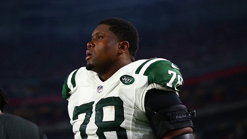 Oct 17, 2016; Glendale, AZ, USA; New York Jets offensive tackle Ryan Clady (78) against the Arizona Cardinals at University of Phoenix Stadium. The Cardinals defeated the Jets 28-3. Mandatory Credit: Mark J. Rebilas-USA TODAY Sports