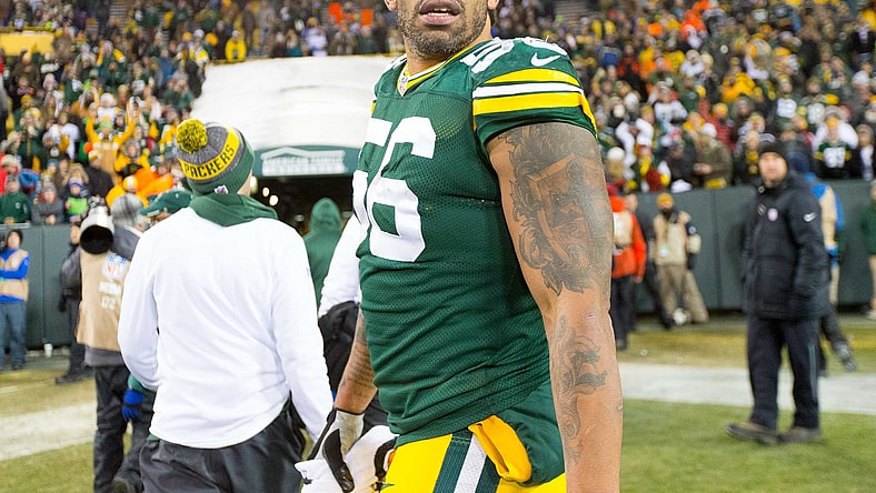 Caption: Dec 11, 2016; Green Bay, WI, USA; Green Bay Packers linebacker Julius Peppers (56) during the game against the Seattle Seahawks at Lambeau Field. Green Bay won 38-10. Mandatory Credit: Jeff Hanisch-USA TODAY Sports