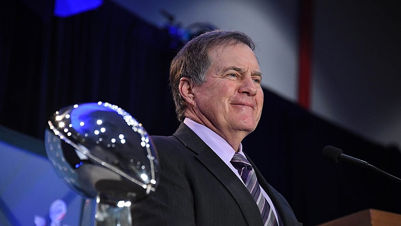 Bill Belichick with Super 51 Trophy for the New England Patriots