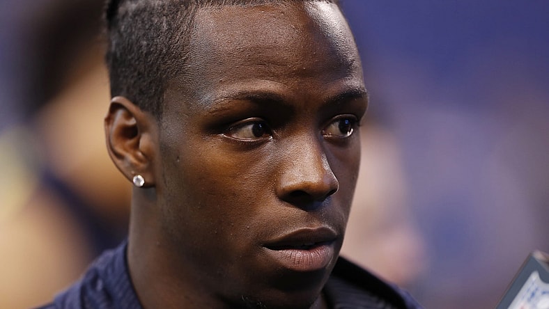 Mar 4, 2017; Indianapolis, IN, USA; Washington Huskies wide receiver John Ross gets interviewed by the NFL Network after running the 40 yard dash during the 2017 NFL Combine at Lucas Oil Stadium. Mandatory Credit: Brian Spurlock-USA TODAY Sport