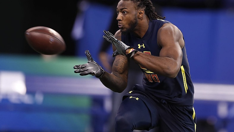 Mar 4, 2017; Indianapolis, IN, USA; Clemson Tigers wide receiver Mike Williams goes through pass catching workout drills during the 2017 NFL Combine at Lucas Oil Stadium. Mandatory Credit: Brian Spurlock-USA TODAY Sports