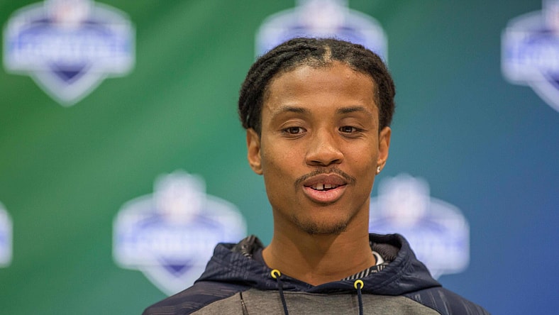 Mar 5, 2017; Indianapolis, IN, USA; Washington defensive back Kevin King speaks to the media during the 2017 combine at Indiana Convention Center. Mandatory Credit: Trevor Ruszkowski-USA TODAY Sports