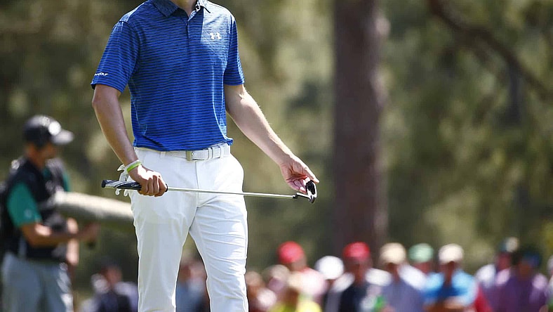 Apr 8, 2017; Augusta, GA, USA; Jordan Spieth walks up the 1st fairway during the third round of The Masters golf tournament at Augusta National Golf Club. Mandatory Credit: Rob Schumacher-USA TODAY Sports