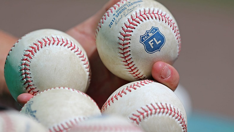 Mar 17, 2017; Fort Myers, FL, USA; A view of the Grapefruit League logo on official Rawlings baseball at JetBlue Park. The Astros won 6-2. Mandatory Credit: Aaron Doster-USA TODAY Sports, Khalil Lee
