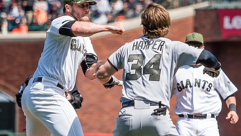 Bryce Harper Hunter Strickland Giants Nationals