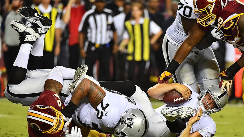 Derek Carr and the Raiders struggle big time on Sunday night.