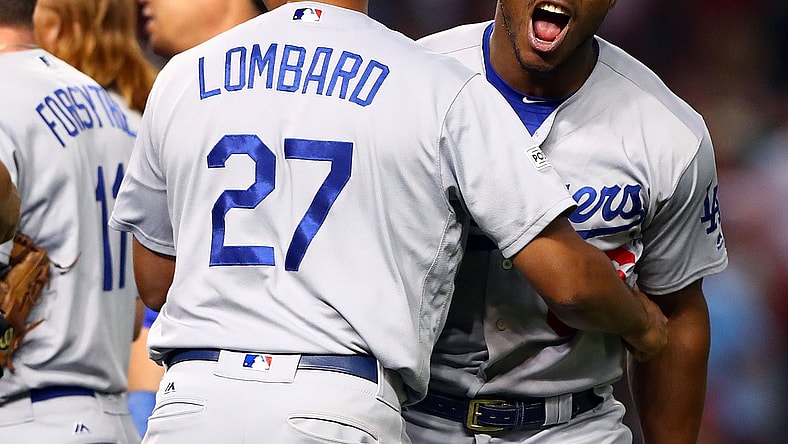 Dodgers outfielder Yasiel Puig after winning the NLDS