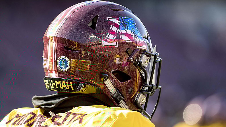 Minnesota Golden Gophers helmet honoring the US Military on Veterans Day