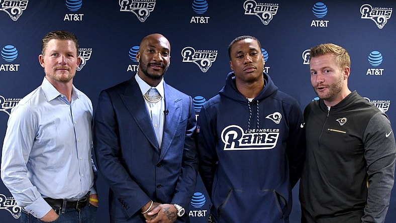 NFL cornerbacks Aqib Talib and Marcus Peters of the Los Angeles Rams