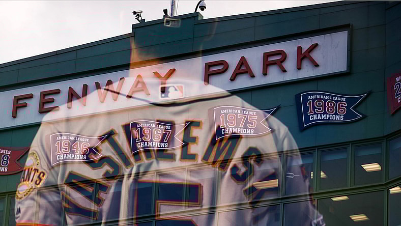 Giants' Mike Yastrzemski against Red Sox at Fenway Park