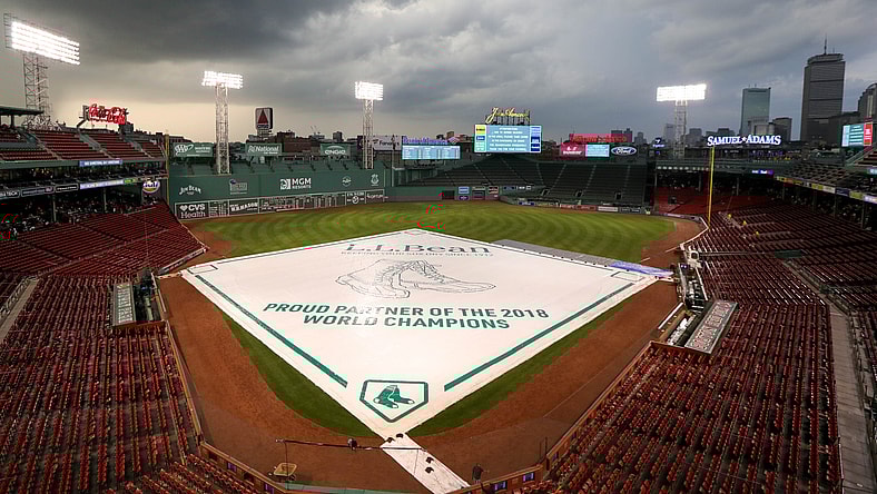 General view of Fenway Park during Red Sox-Twins game.