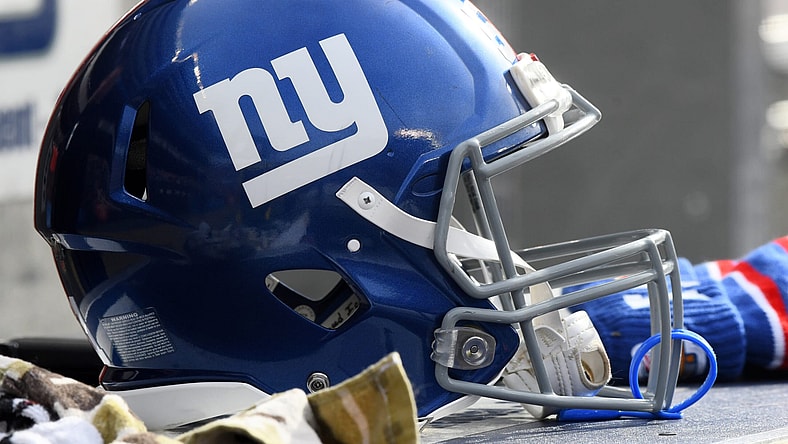 Giants helmet during NFL game against Bears