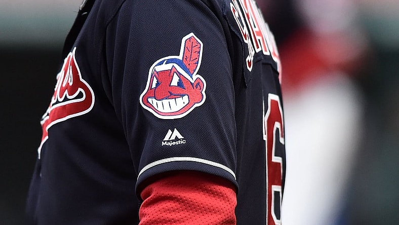 Cleveland Indians Logo during game against the Kansas City Royals