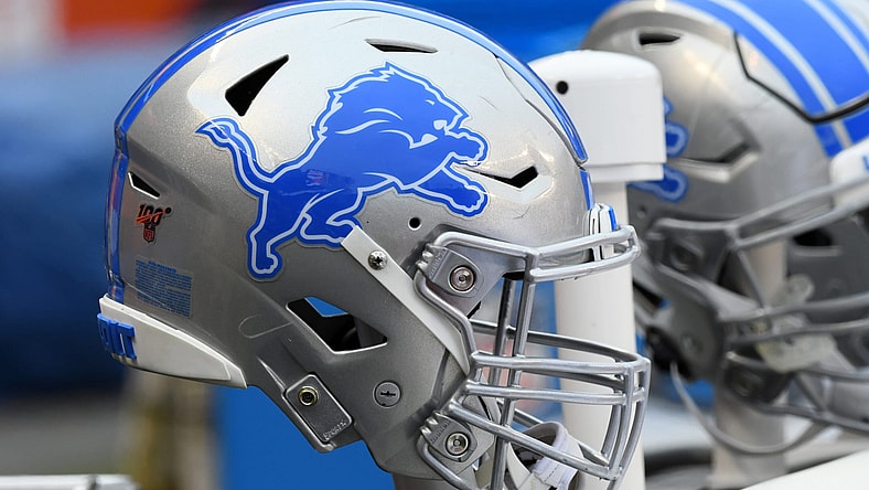 Detroit Lions helmet during game