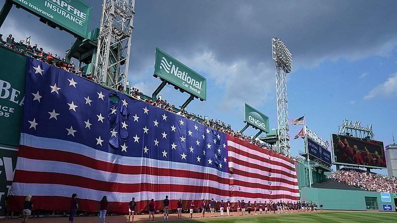 Fenway Park American Flag Green Monster