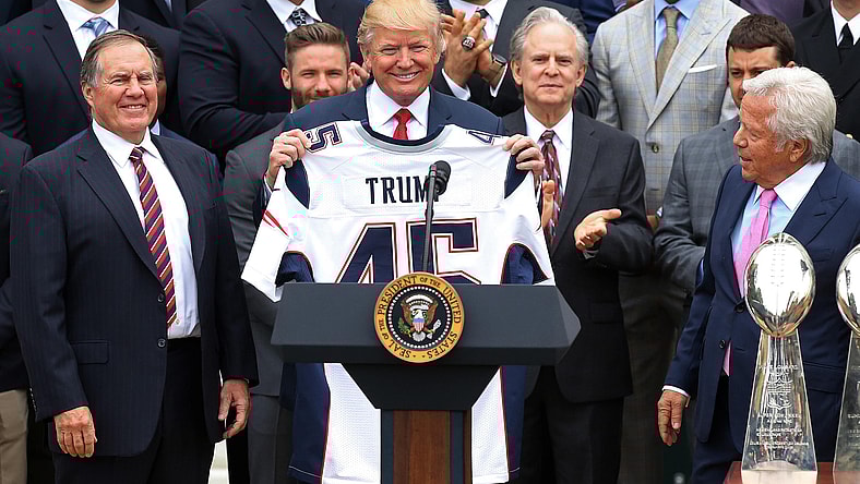 President Donald Trump at podium